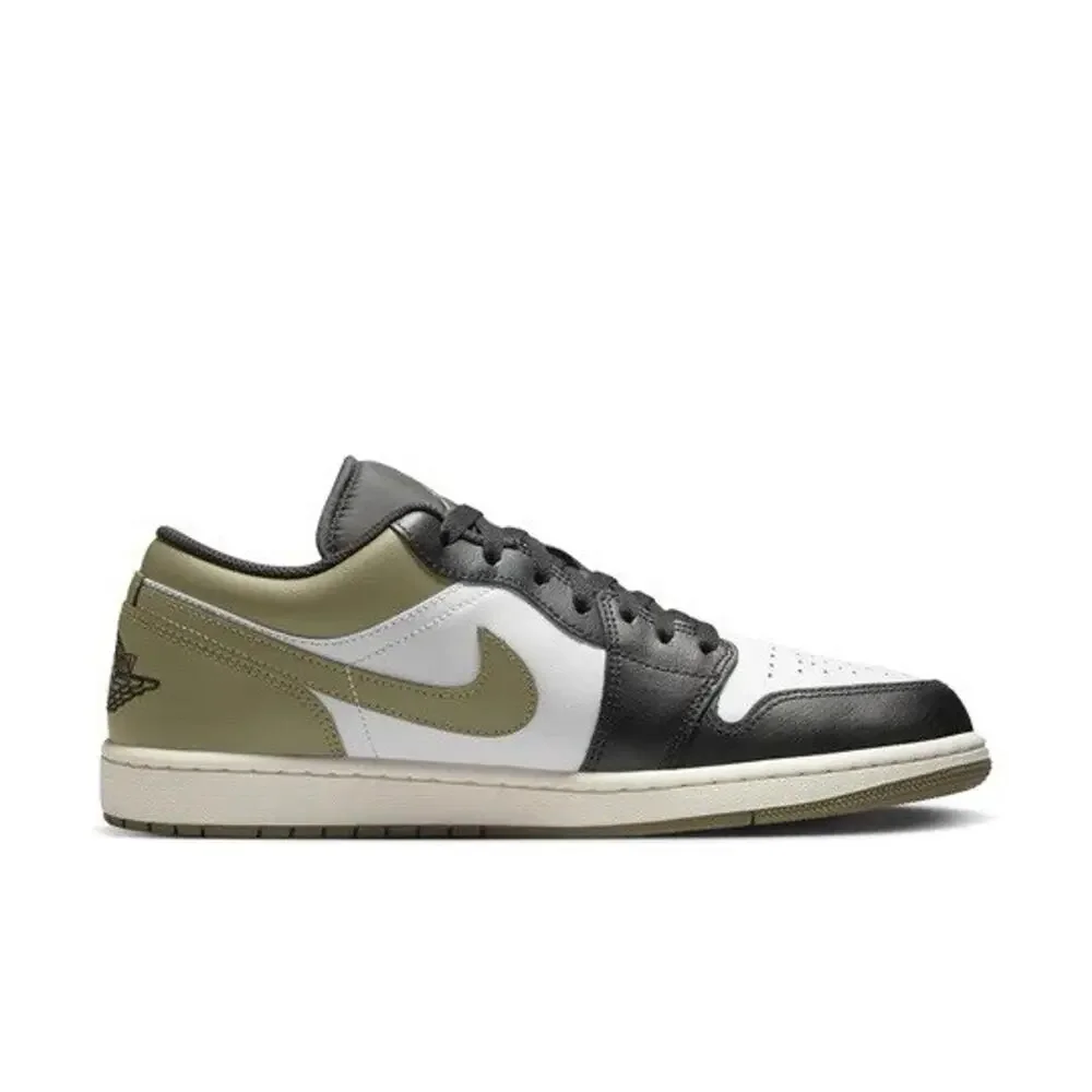 NEW Nike Air Jordan 1 Low Black Toe Medium Olive 553558-092 Men's Size Multi